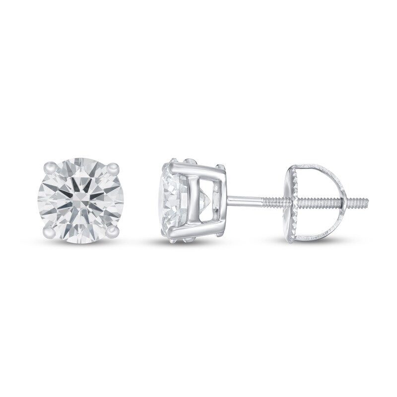 Lab-Created Diamond Solitaire Earrings 1-1/2 ct tw Round 14K White Gold (SI2/F)