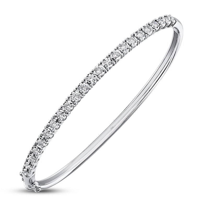 Shy Creation Diamond Bangle Bracelet 5/8 ct tw Round 14K White Gold SC55004962ZS