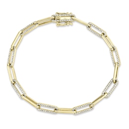 Image of a yellow gold bracelet with diamonds.