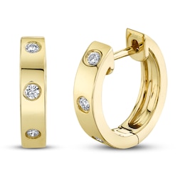Shy Creation Diamond Hoop Earrings 1/10 ct tw Round 14K Yellow Gold SC55010251