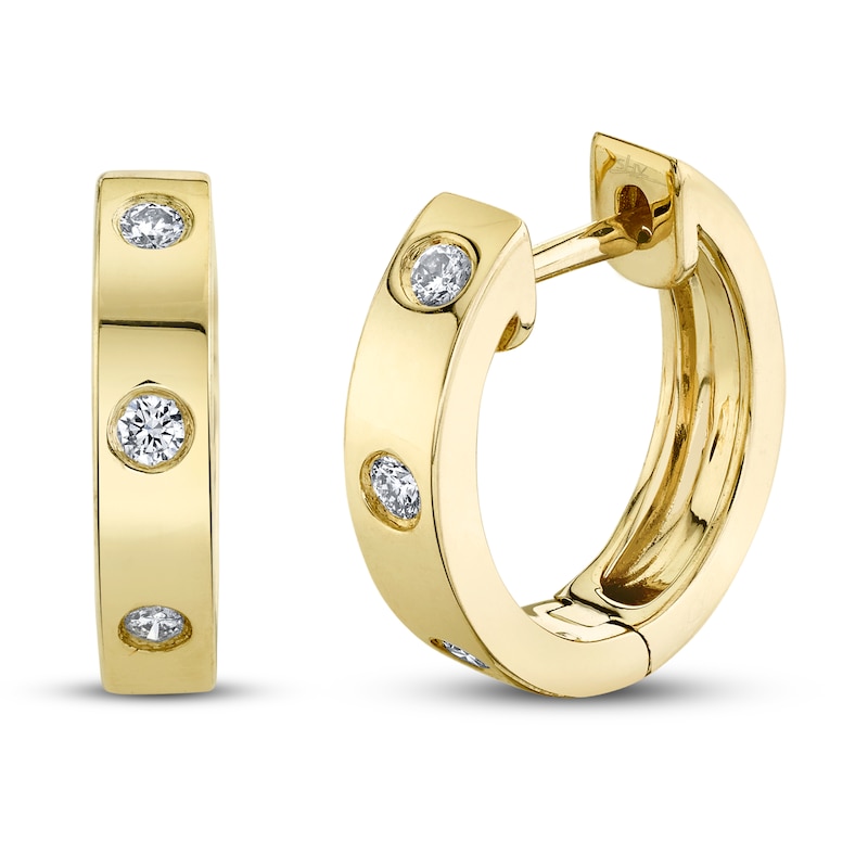 Main Image 1 of Shy Creation Diamond Hoop Earrings 1/10 ct tw Round 14K Yellow Gold SC55010251