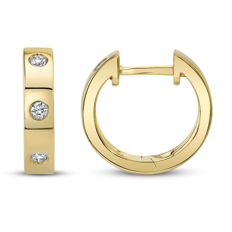 Main Image 2 of Shy Creation Diamond Hoop Earrings 1/10 ct tw Round 14K Yellow Gold SC55010251