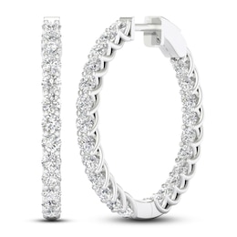 Lab-Created Diamond Hoop Earrings 3 ct tw Round 14K White Gold