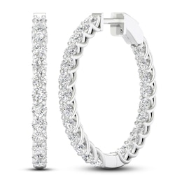 Lab-Grown Diamond Hoop Earrings 3 ct tw Round 14K White Gold