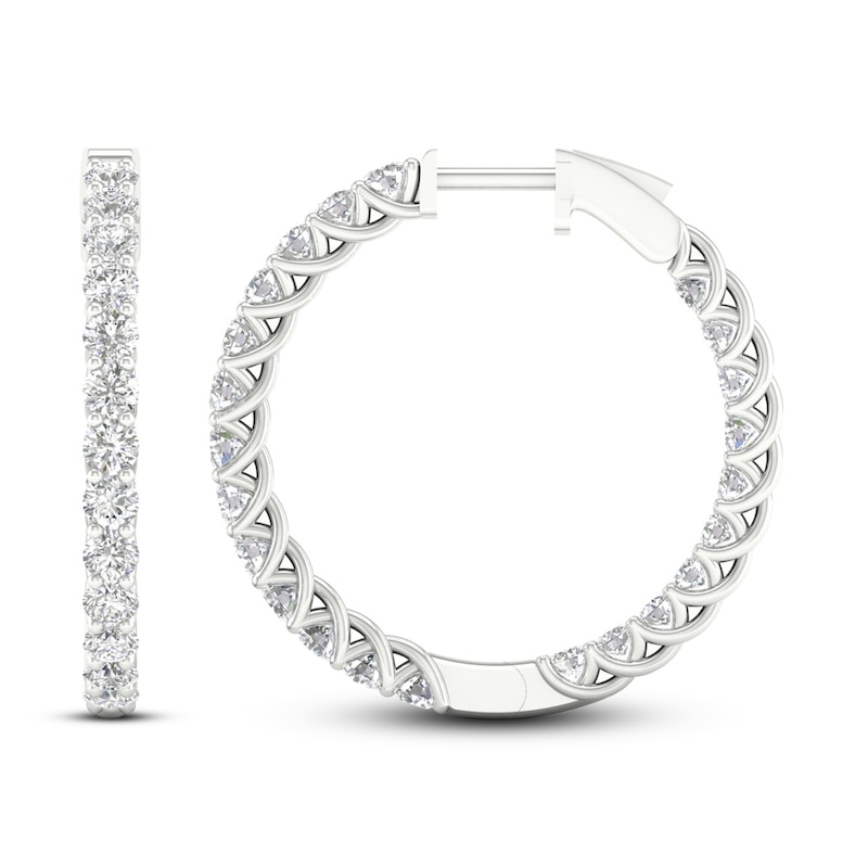 Lab-Created Diamond Hoop Earrings 3 ct tw Round 14K White Gold