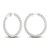 Thumbnail Image 2 of Lab-Created Diamond Hoop Earrings 3 ct tw Round 14K White Gold