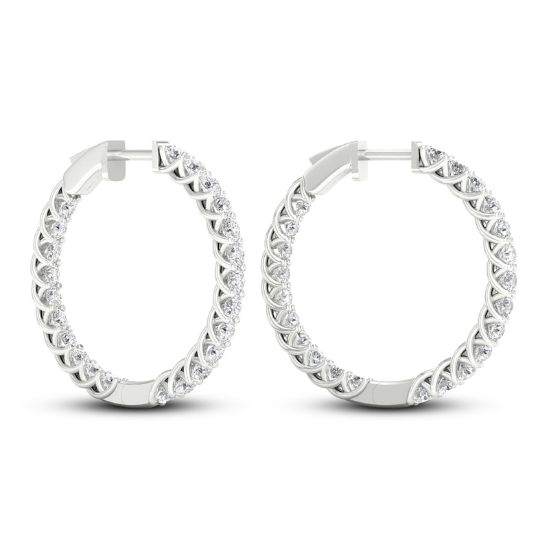 Lab-Created Diamond Hoop Earrings 3 ct tw Round 14K White Gold