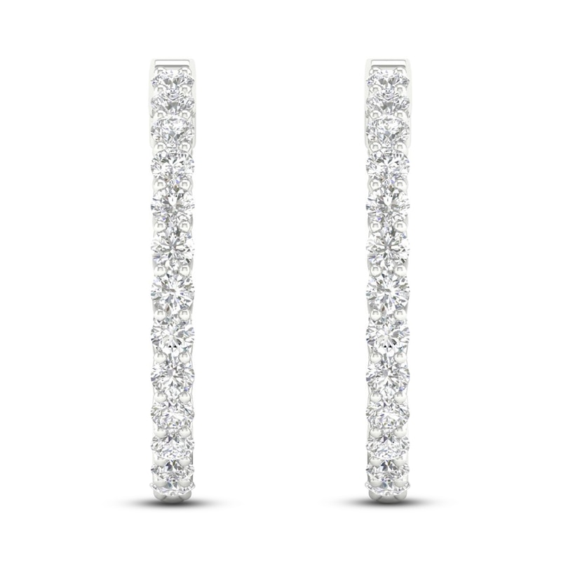 Main Image 4 of Lab-Grown Diamond Hoop Earrings 3 ct tw Round 14K White Gold