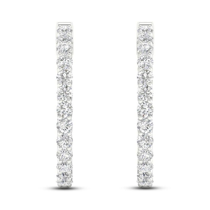 Lab-Created Diamond Hoop Earrings 3 ct tw Round 14K White Gold