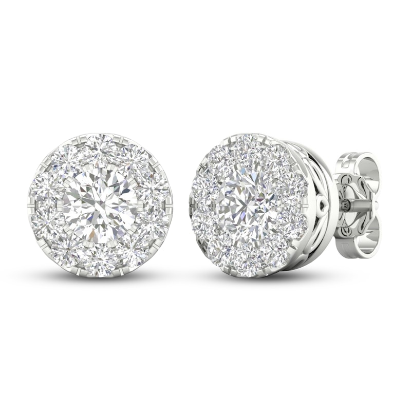 Main Image 1 of Lab-Grown Diamond Stud Earrings 1-1/2 ct tw Round 14K White Gold