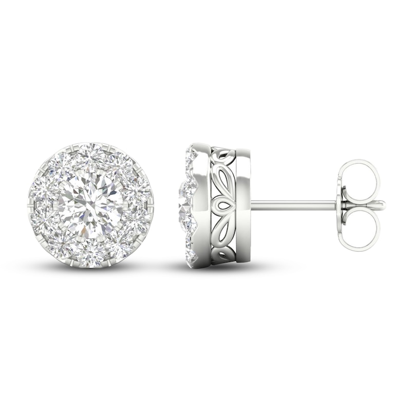 Main Image 2 of Lab-Grown Diamond Stud Earrings 1-1/2 ct tw Round 14K White Gold