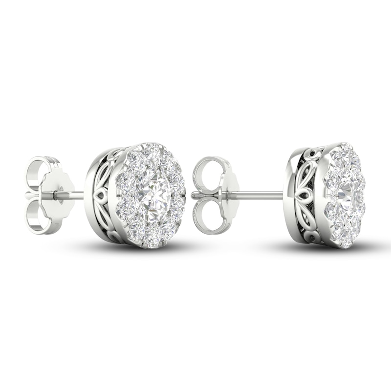 Main Image 3 of Lab-Grown Diamond Stud Earrings 1-1/2 ct tw Round 14K White Gold