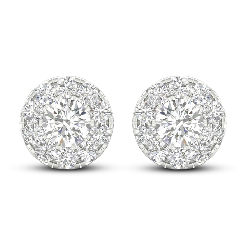 Main Image 4 of Lab-Grown Diamond Stud Earrings 1-1/2 ct tw Round 14K White Gold