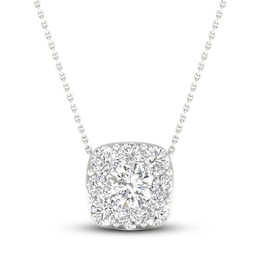 Lab-Grown Diamond Necklace 7/8 ct tw Round 14K White Gold
