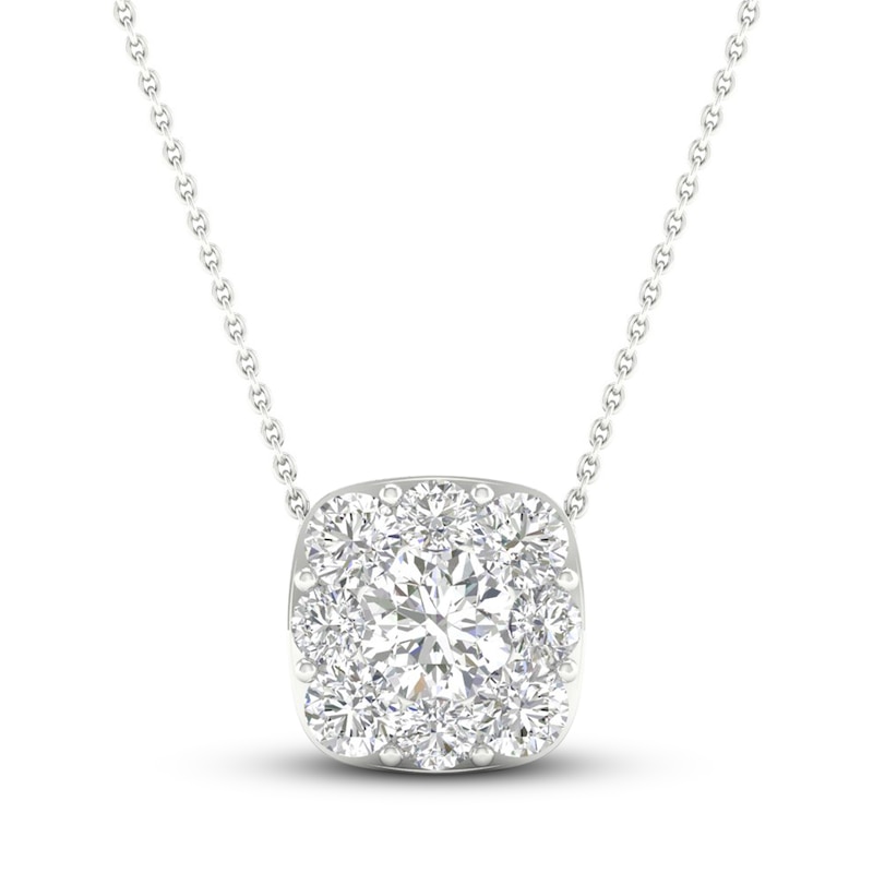 Main Image 1 of Lab-Grown Diamond Necklace 7/8 ct tw Round 14K White Gold