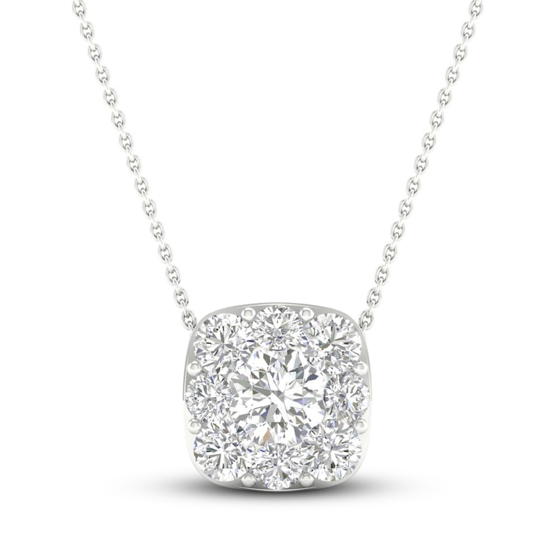 Lab-Created Diamond Necklace 7/8 ct tw Round 14K White Gold