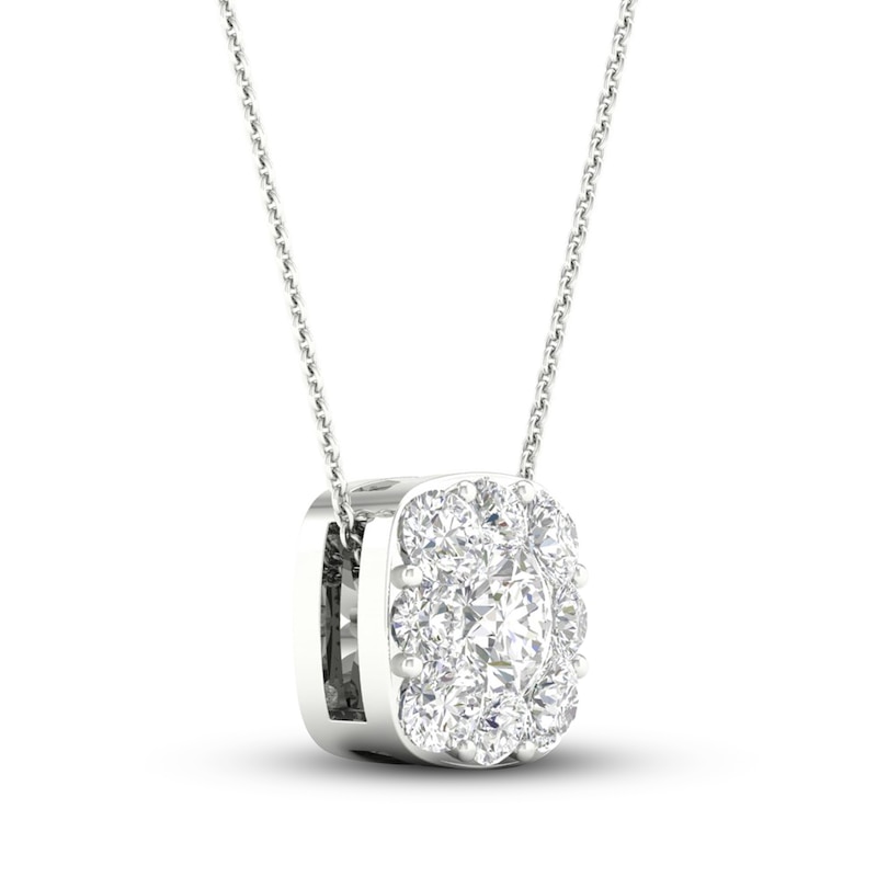 Main Image 2 of Lab-Grown Diamond Necklace 7/8 ct tw Round 14K White Gold