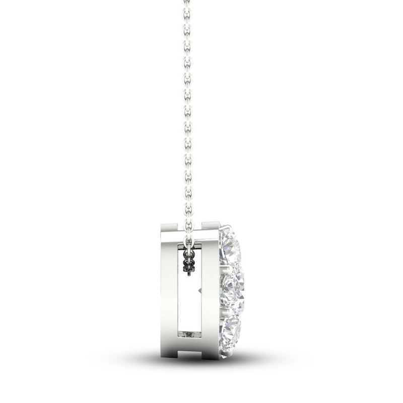 Main Image 3 of Lab-Grown Diamond Necklace 7/8 ct tw Round 14K White Gold