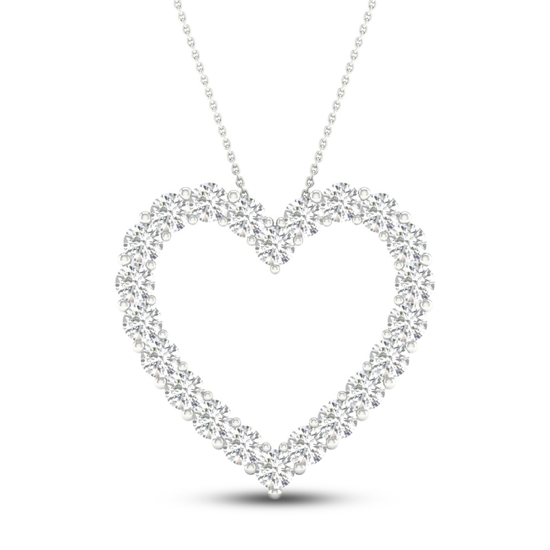 Main Image 1 of Lab-Grown Diamond Necklace 2 ct tw Round 14K White Gold