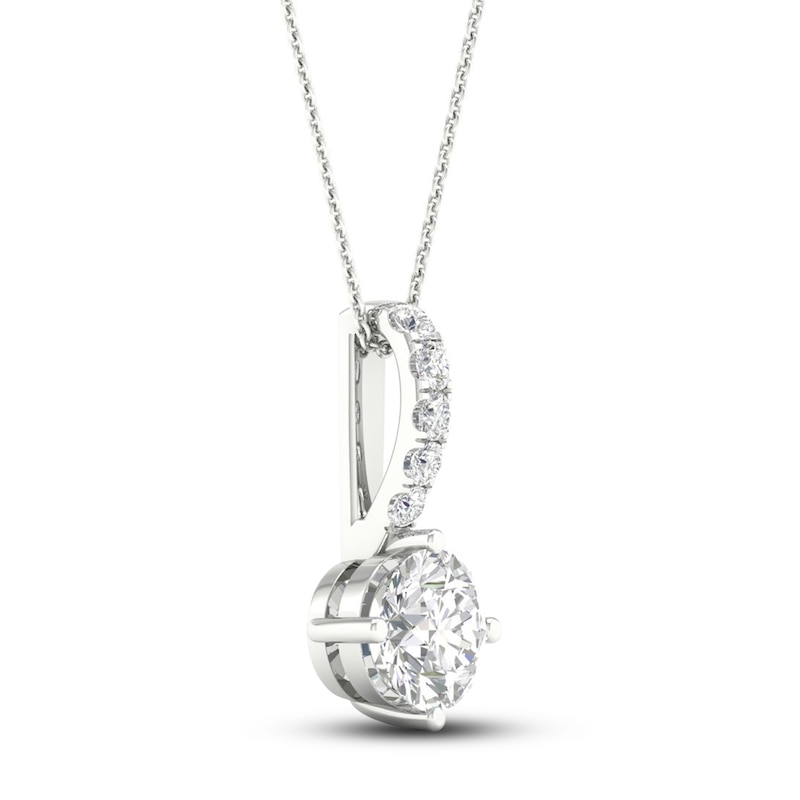 Main Image 2 of Lab-Grown Diamond Necklace 1 ct tw Round 14K White Gold