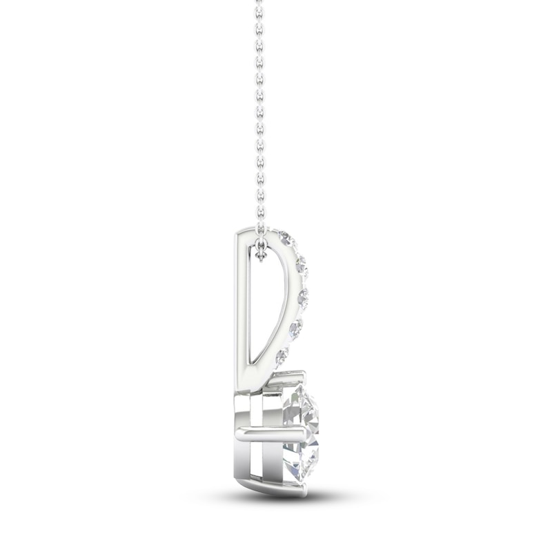 Main Image 3 of Lab-Grown Diamond Necklace 1 ct tw Round 14K White Gold