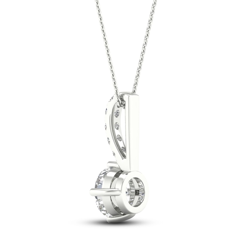 Main Image 4 of Lab-Grown Diamond Necklace 1 ct tw Round 14K White Gold