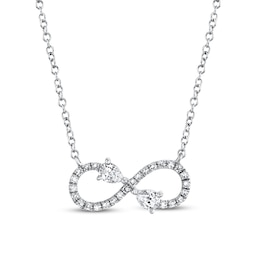 Shy Creation Infinity Necklace 1/5 ct tw Pear-shaped/Round Diamonds 14K White Gold SC55019575
