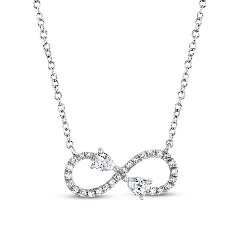 Shy Creation Infinity Necklace 1/5 ct tw Pear-shaped/Round Diamonds 14K White Gold SC55019575