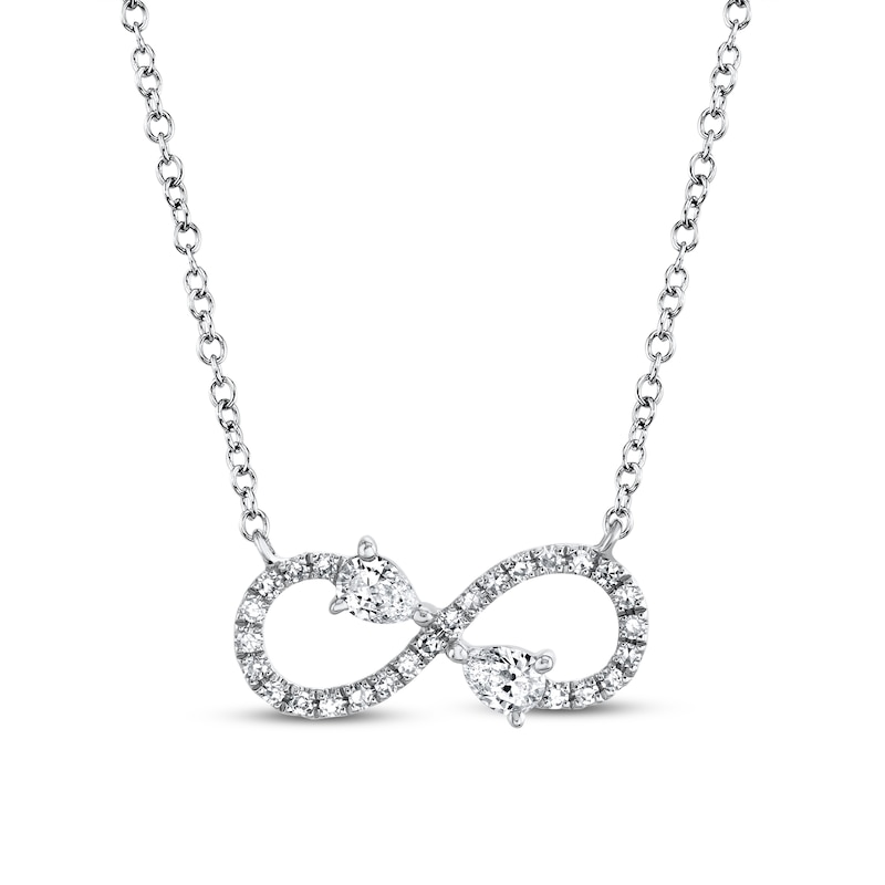 Main Image 1 of Shy Creation Infinity Necklace 1/5 ct tw Pear-shaped/Round Diamonds 14K White Gold SC55019575