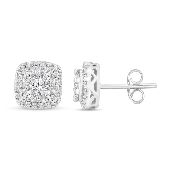 Diamond Stud Earrings 1 ct tw Round 14K White Gold