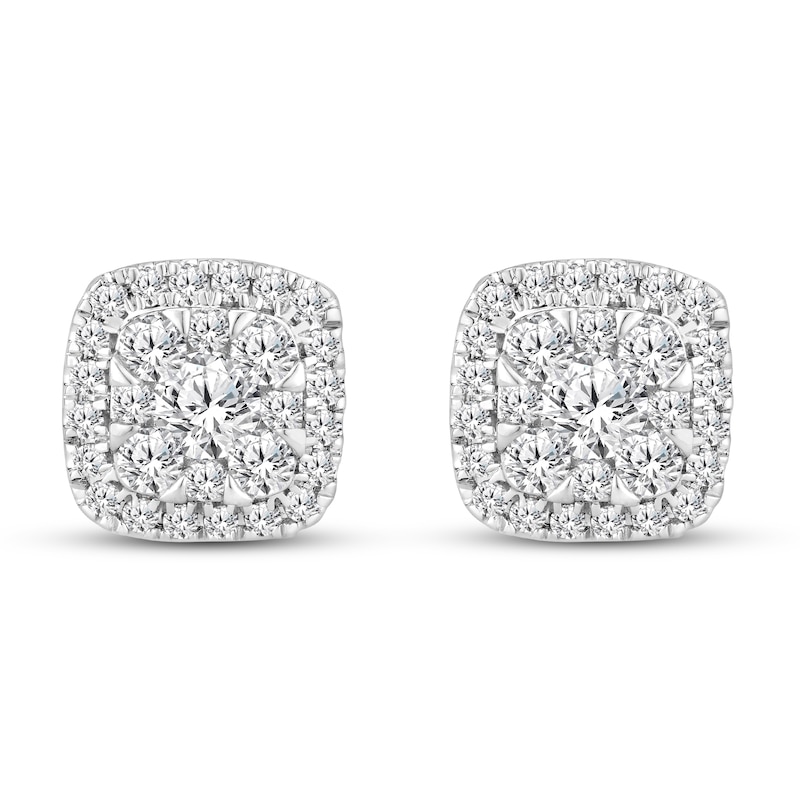 Main Image 2 of Diamond Stud Earrings 1 ct tw Round 14K White Gold