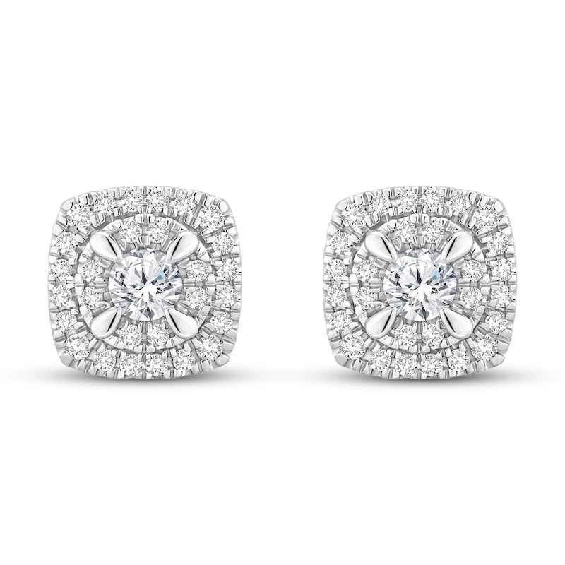 Main Image 2 of Diamond Cushion Earrings 7/8 ct tw Round 14K White Gold