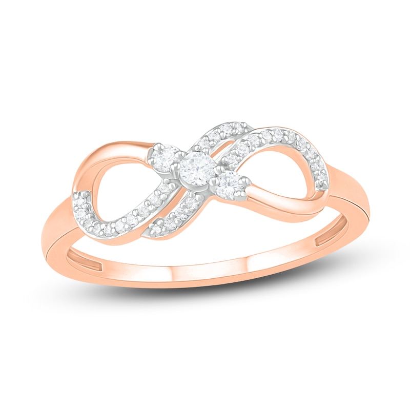 Main Image 1 of Diamond Infinity Ring 1/6 ct tw Round 10K Rose Gold