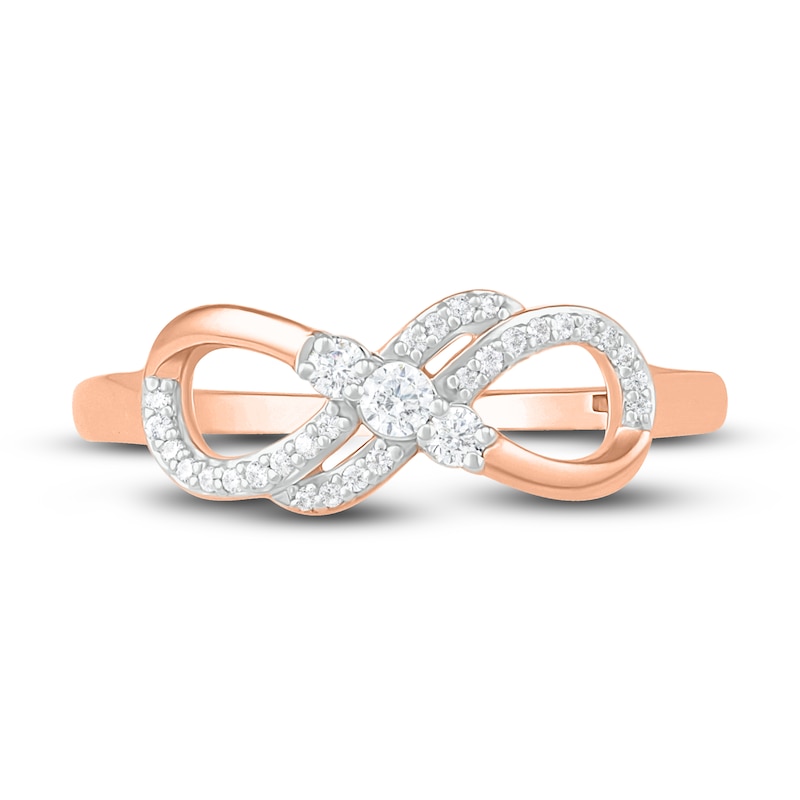 Main Image 2 of Diamond Infinity Ring 1/6 ct tw Round 10K Rose Gold