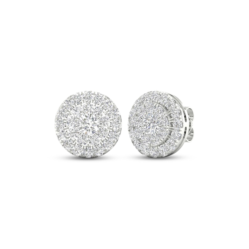 Lab-Created Diamond Stud Earrings 2 ct tw Round 14K White Gold with 360
