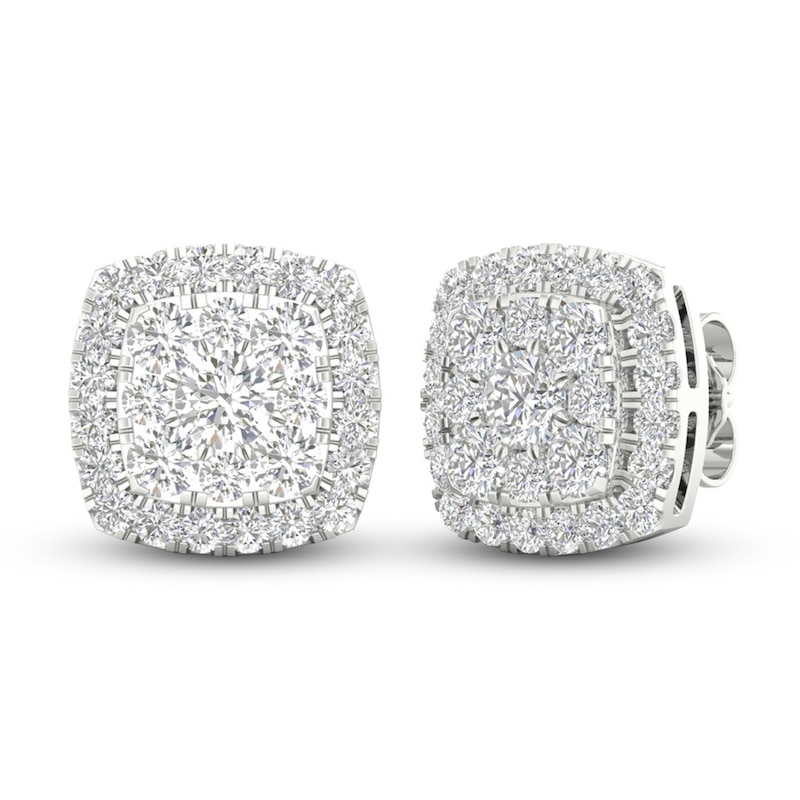 Main Image 1 of Lab-Grown Diamond Stud Earrings 2 ct tw Round 14K White Gold