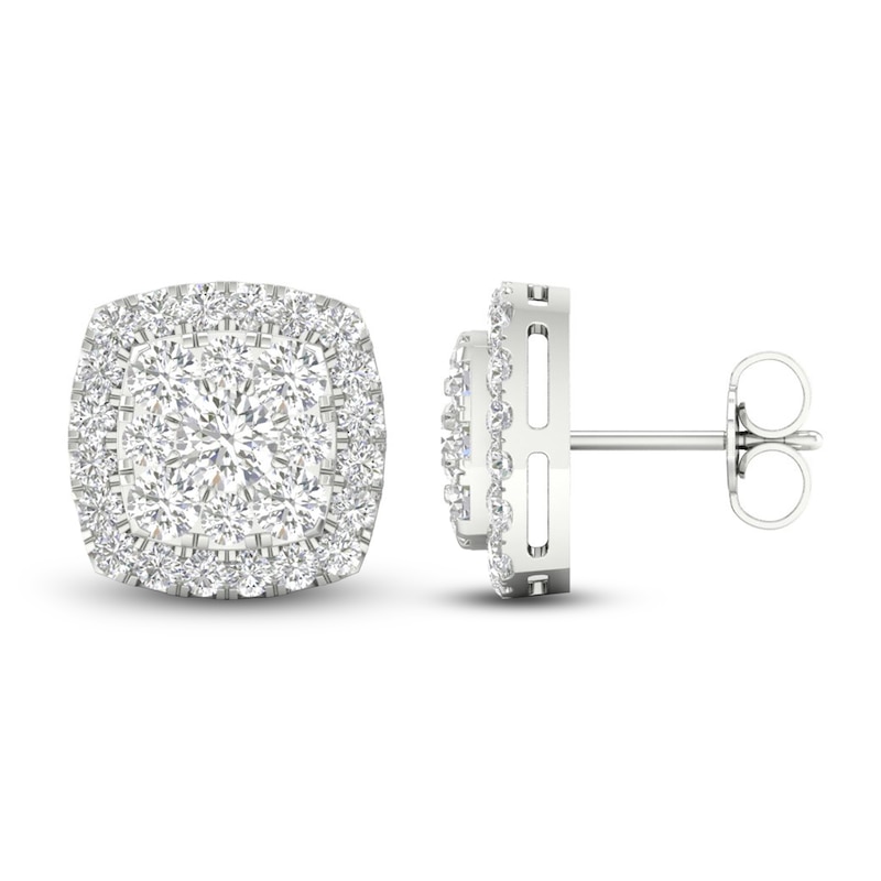 Main Image 3 of Lab-Grown Diamond Stud Earrings 2 ct tw Round 14K White Gold