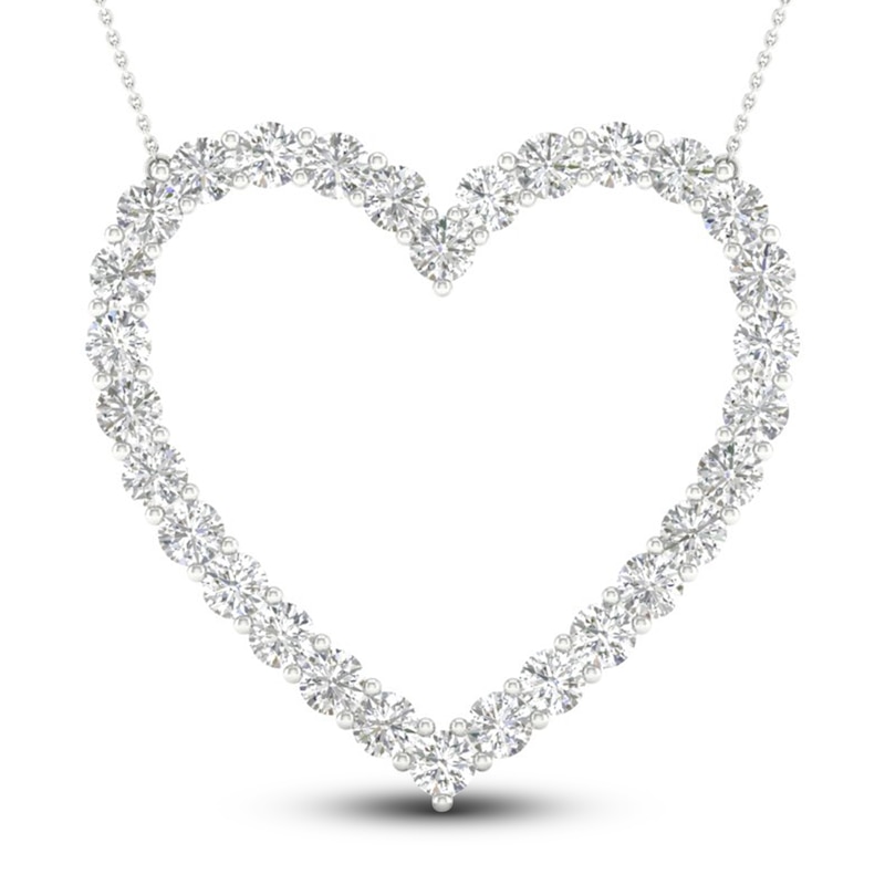 Main Image 1 of Lab-Grown Diamond Necklace 3 ct tw Round 14K White Gold