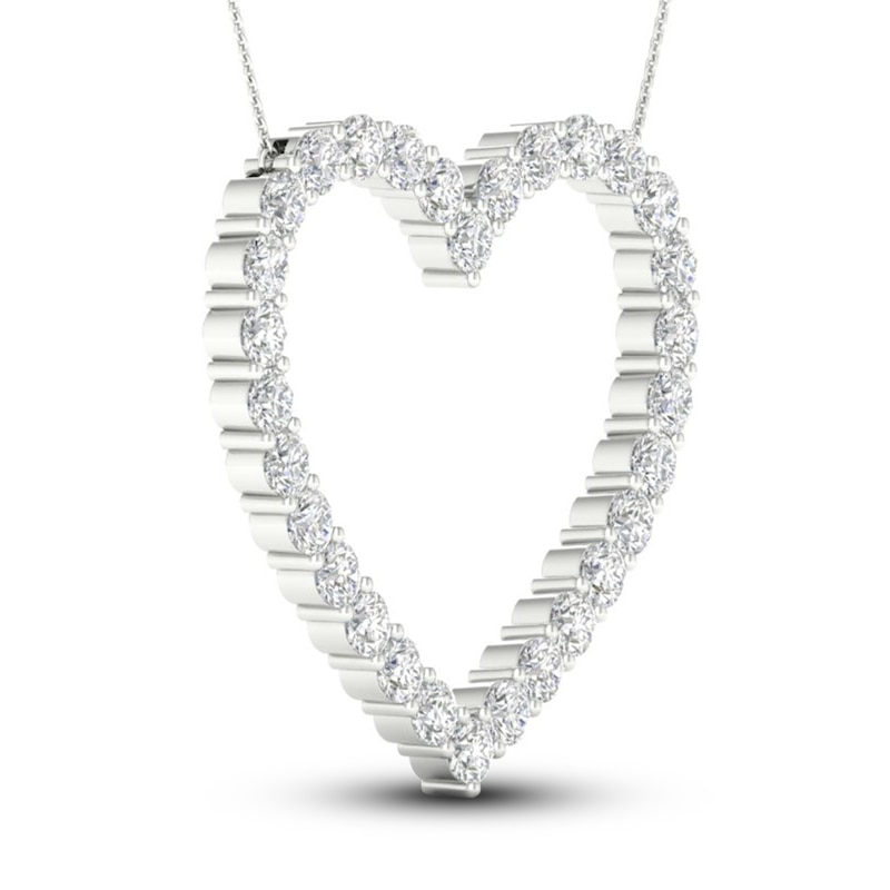 Main Image 2 of Lab-Grown Diamond Necklace 3 ct tw Round 14K White Gold