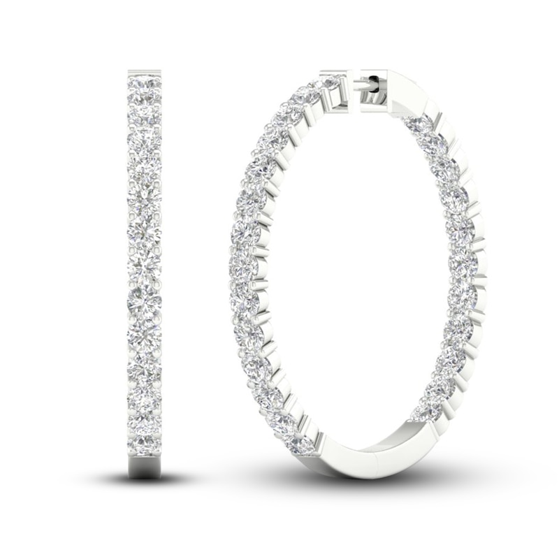 Main Image 1 of Lab-Grown Diamond Hoop Earrings 7 ct tw Round 14K White Gold
