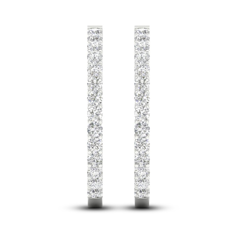 Main Image 3 of Lab-Grown Diamond Hoop Earrings 7 ct tw Round 14K White Gold