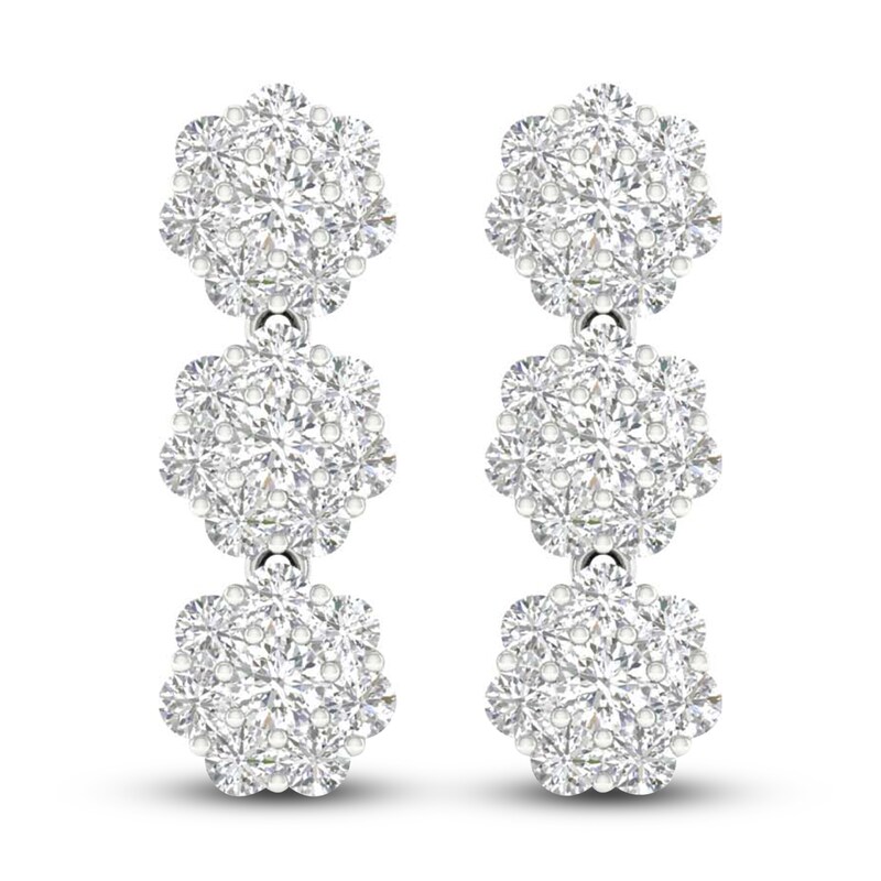 Main Image 1 of Lab-Grown Diamond Earrings 3 ct tw Round 14K White Gold