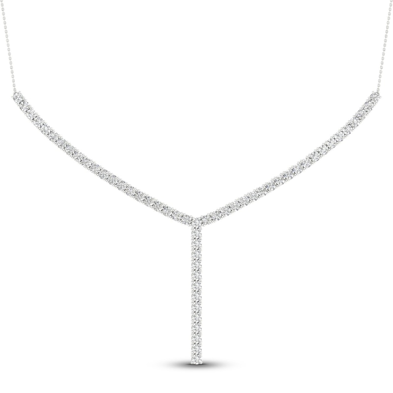 Main Image 1 of Lab-Grown Diamond Y Necklace 5 ct tw Round 14K White Gold