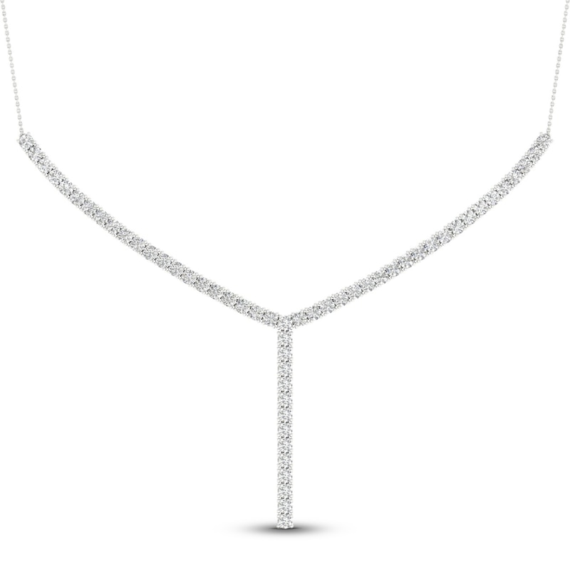 Lab-Created Diamond Y Necklace 5 ct tw Round 14K White Gold