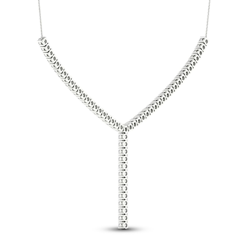 Lab-Created Diamond Y Necklace 5 ct tw Round 14K White Gold