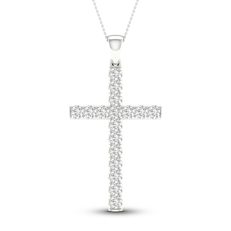 Main Image 1 of Lab-Grown Diamond Necklace 2 ct tw Round 14K White Gold