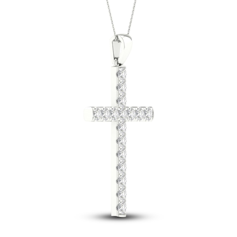 Main Image 2 of Lab-Grown Diamond Necklace 2 ct tw Round 14K White Gold