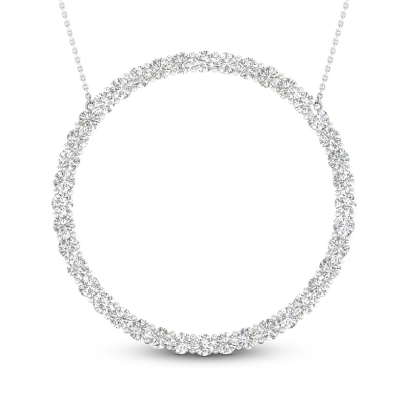 Main Image 1 of Lab-Grown Diamond Necklace 2 ct tw Round 14K White Gold