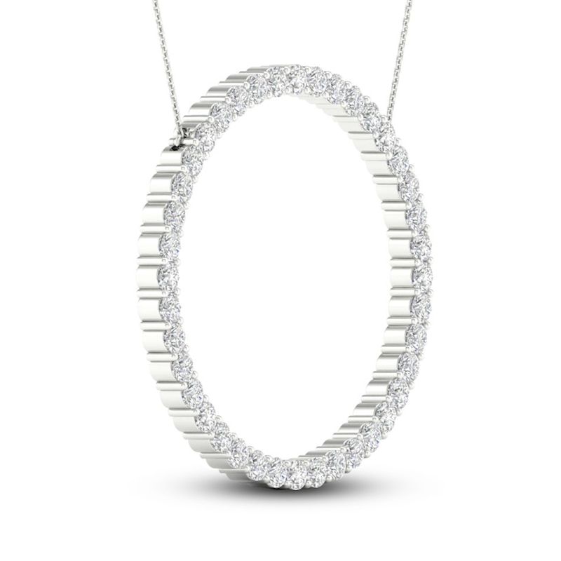 Main Image 2 of Lab-Grown Diamond Necklace 2 ct tw Round 14K White Gold
