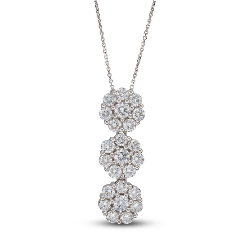 Main Image 1 of Lab-Grown Diamond Pendant Necklace 2-3/4 ct tw Round 14K White Gold